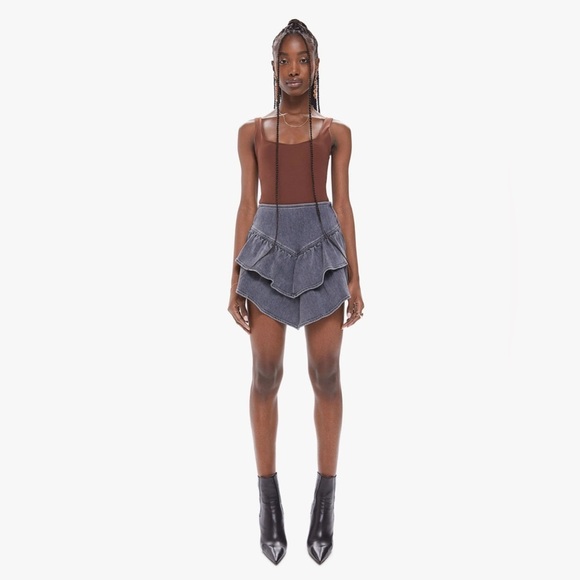 MOTHER Dresses & Skirts - Mother NWT The Ruffle Tiered Mini Skirt Size 23 Dig Up Dirt Wash